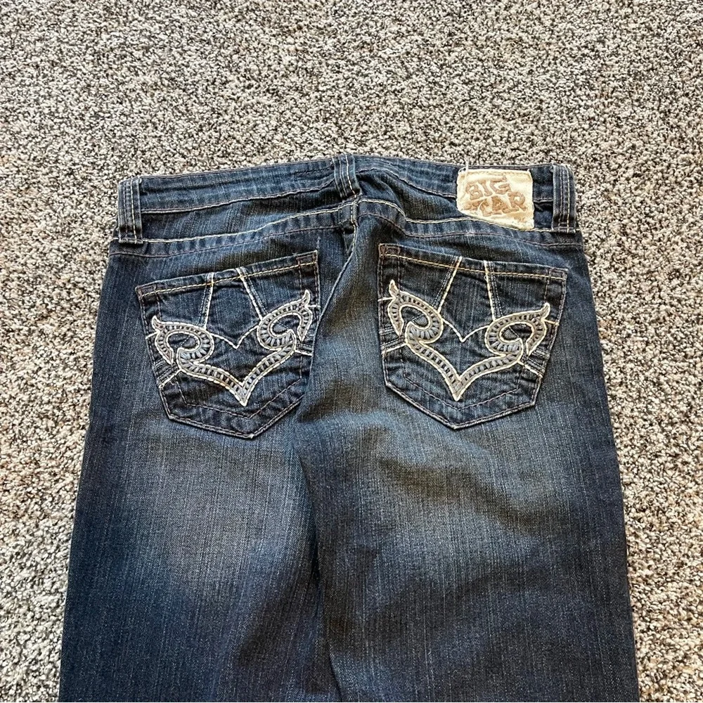 Big Star Remy Low Rise Flare Jeans Womens 27L Dark Wash Bootcut 31 Inseam - Picture 4 of 7